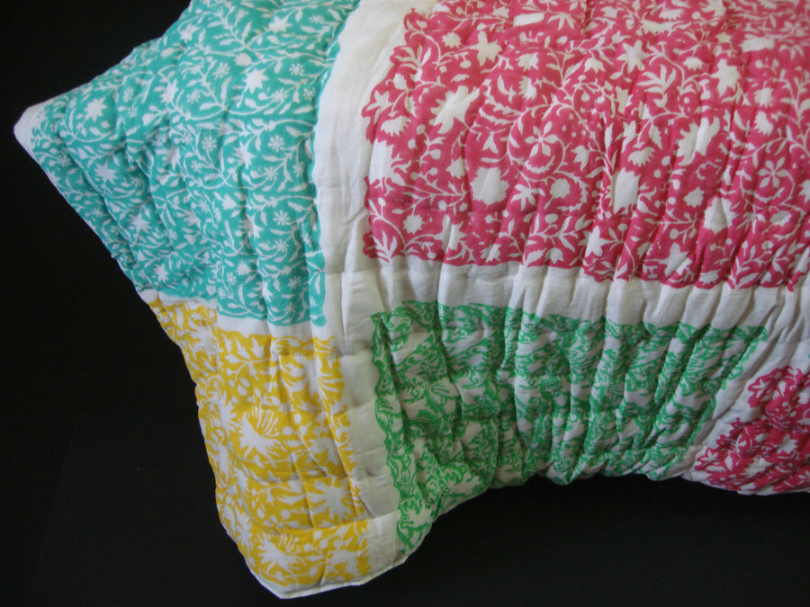 QBP 179 -100% Handmade Cotton Queen Quilt - Multi colored prints , Quilts - Pentagon Crafts, Pentagon Crafts
 - 1