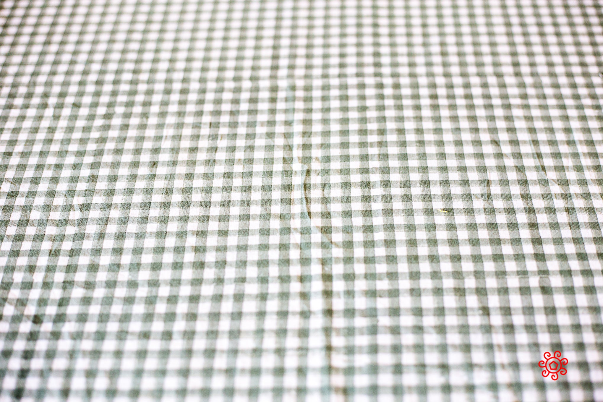 Roysha 2021 Bed Sheet/Flat Sheet/ Bed Linen Queen Size 100% Handmade, Hand Block Printed, Pure Cotton, Check Design, Room Decor Greenish Gray
