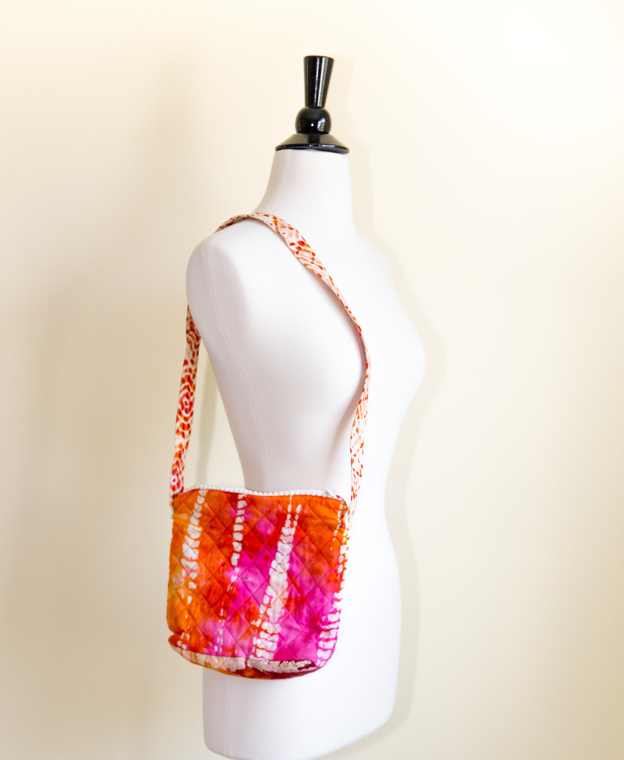 Tie Dye Sling bag - Brown Orange and Pink