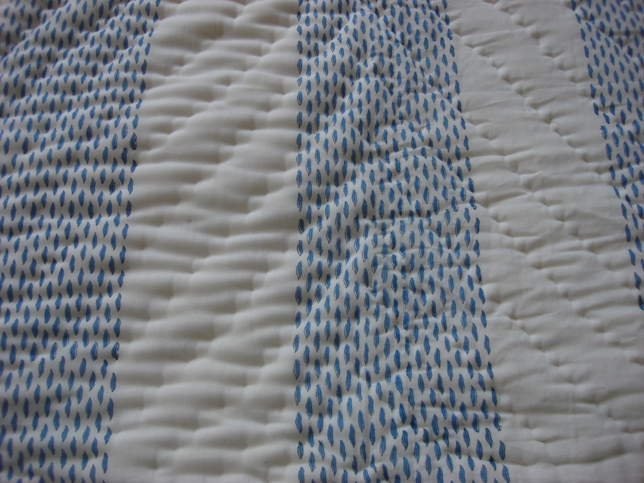 QBP 111 - Handmade, reversible, cotton, block printed quilt in ocean blue, Egyptian design - Pentagon Crafts