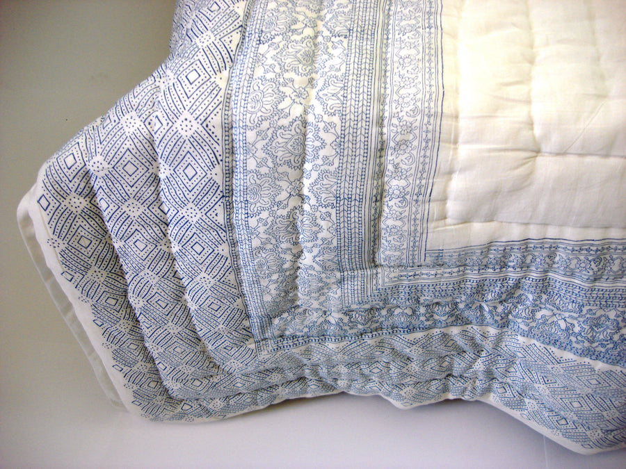 100% Handmade Cotton Quilt - Sea Blue - Pentagon Crafts