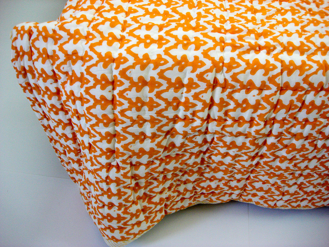 QBP-150 100% Handmade Cotton Quilt - Yellow and Orange prints , Quilts - Pentagon Crafts, Pentagon Crafts
 - 2