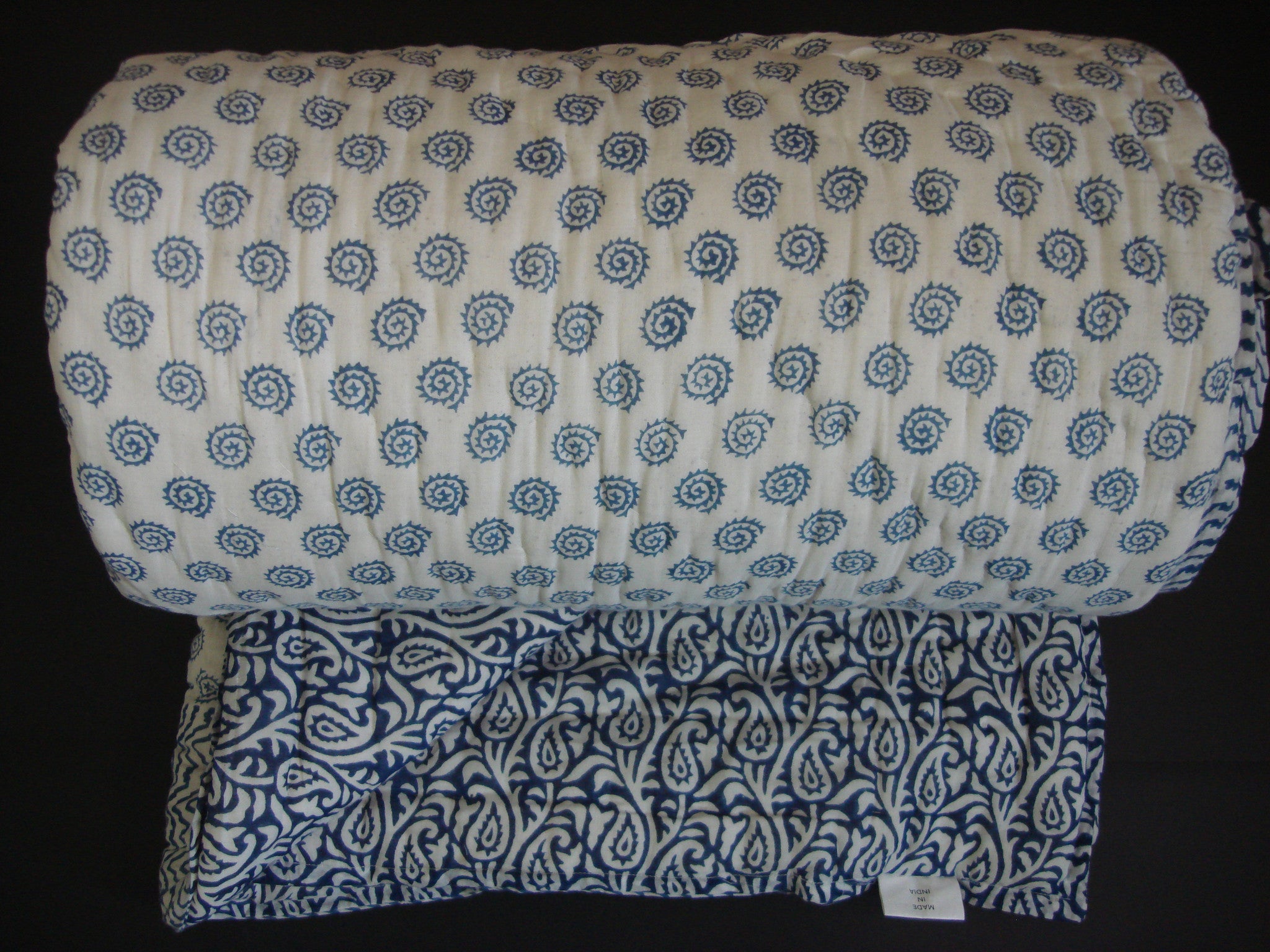 QBP 169 -100% Handmade Cotton Queen Quilt - Light Blue - Pentagon Crafts