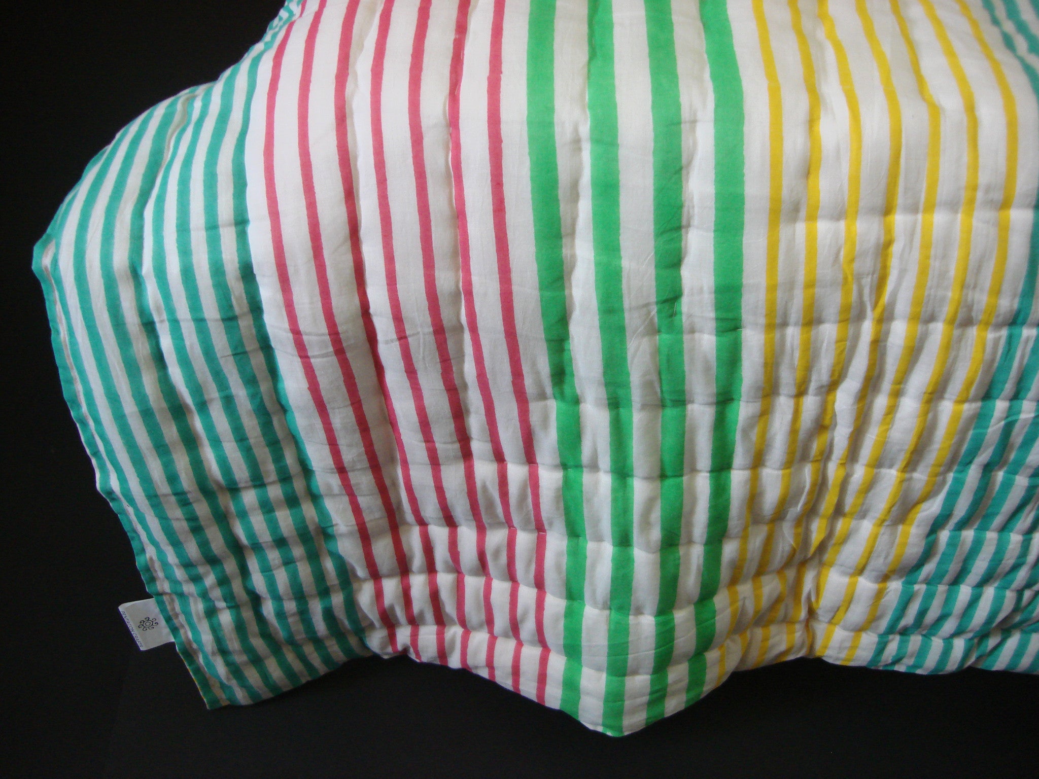 QBP 170 -100% Handmade Cotton Queen Quilt - Orange and multi colored stripes , Quilts - Pentagon Crafts, Pentagon Crafts
 - 3