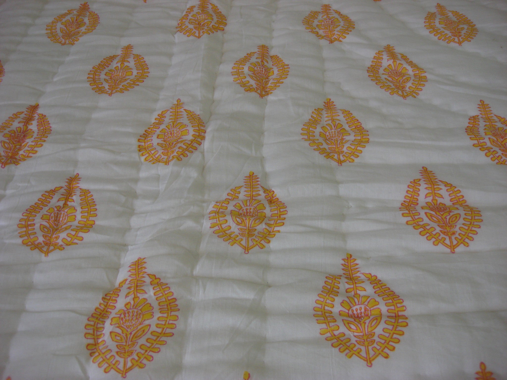 QBP 170 -100% Handmade Cotton Queen Quilt - Orange and multi colored stripes , Quilts - Pentagon Crafts, Pentagon Crafts
 - 5