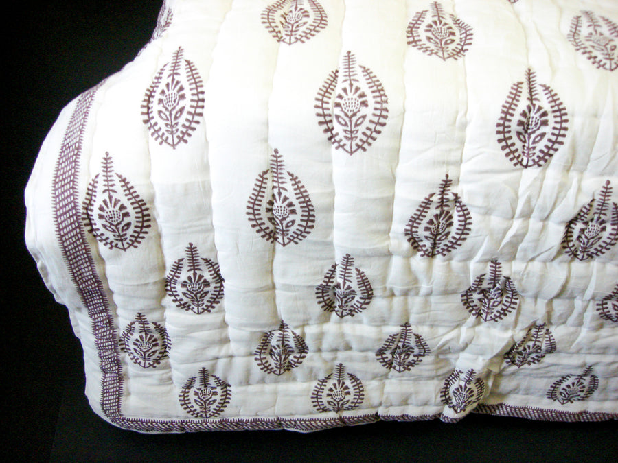 QBP 175 -100% Handmade Cotton Queen Quilt - Contrasting Chocolate Brown Blocks - Pentagon Crafts