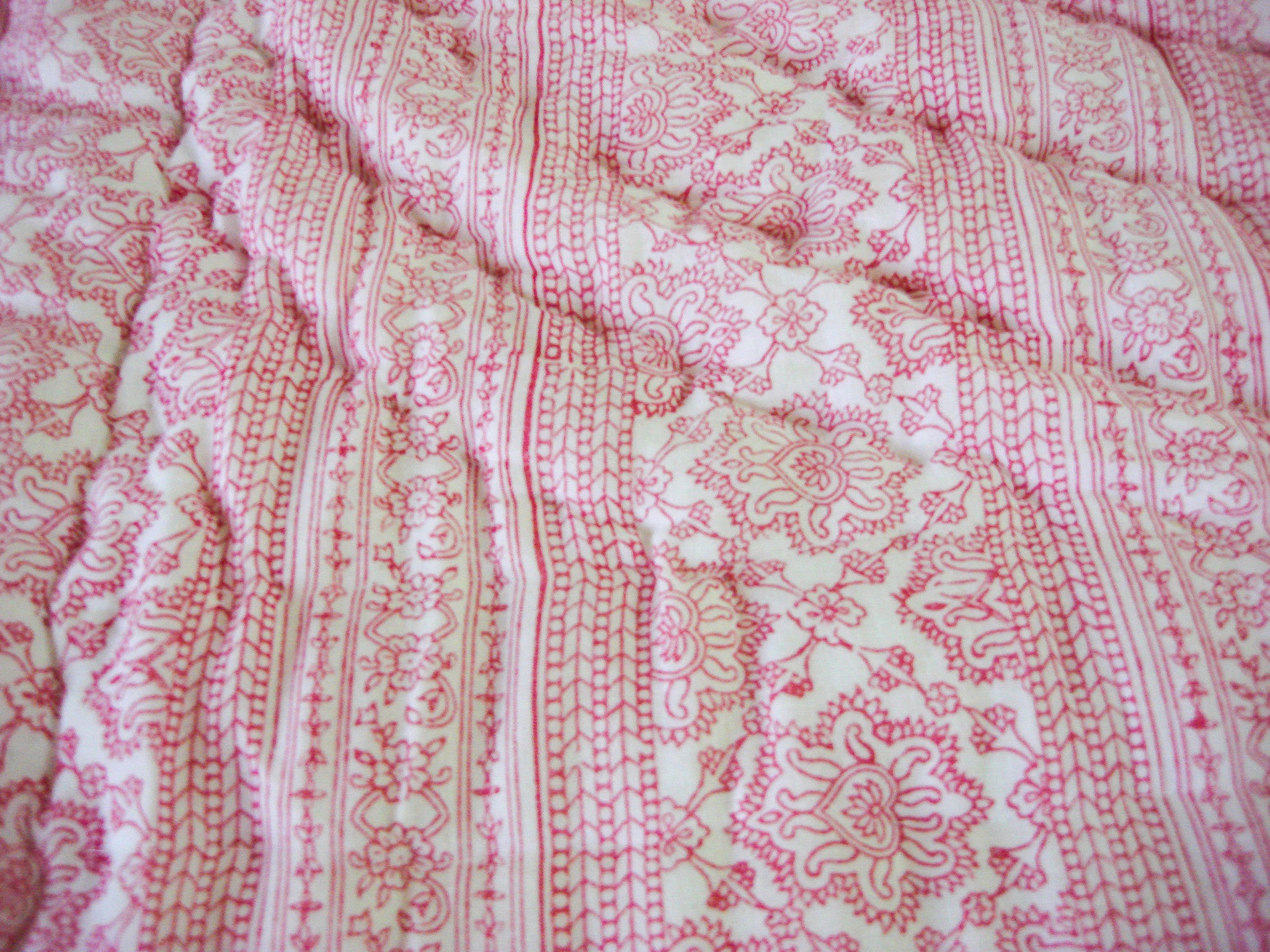 QBP 177 -100% Handmade Cotton Queen Quilt - Pink Blocks - Pentagon Crafts