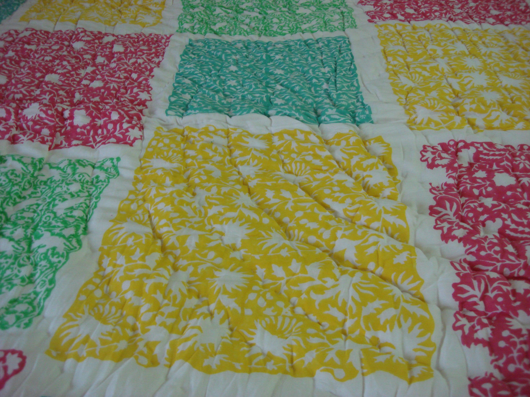 QBP 179 -100% Handmade Cotton Queen Quilt - Multi colored prints , Quilts - Pentagon Crafts, Pentagon Crafts
 - 4