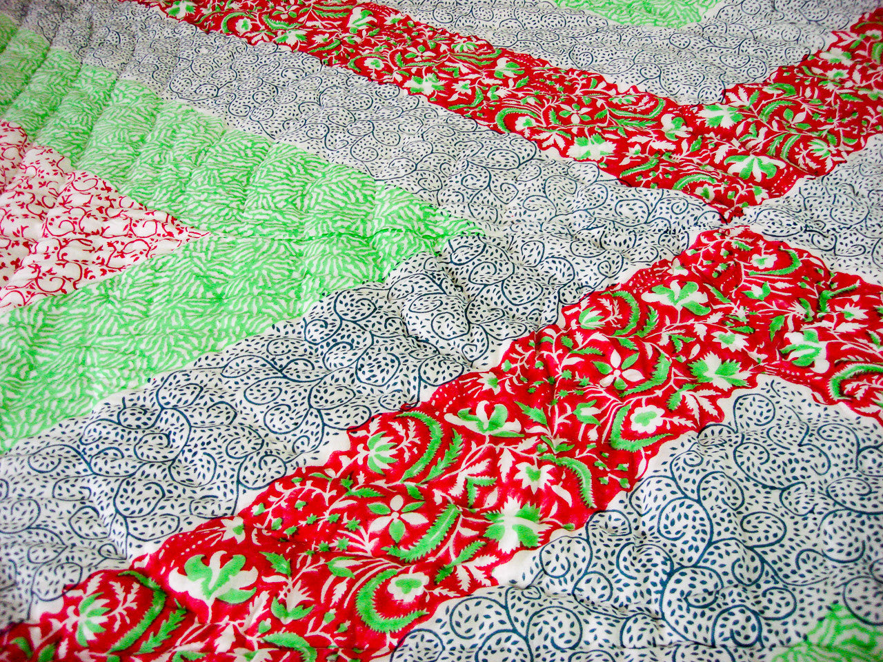 184 -100% Handmade Cotton Queen Quilt - Geometric Pattern , Quilts - Pentagon Crafts, Pentagon Crafts
 - 4
