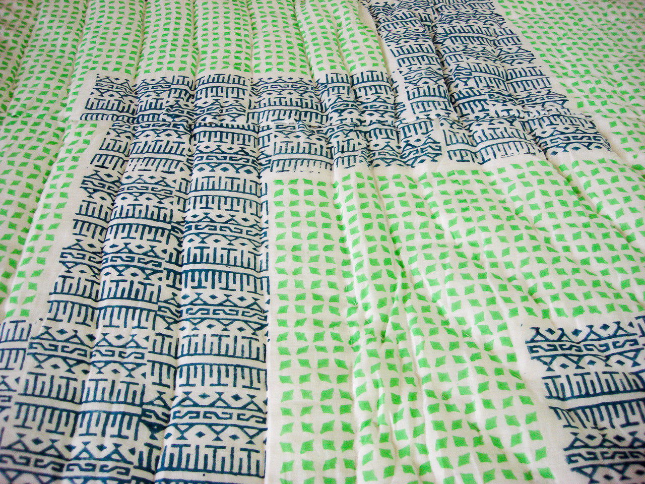 184 -100% Handmade Cotton Queen Quilt - Geometric Pattern , Quilts - Pentagon Crafts, Pentagon Crafts
 - 5