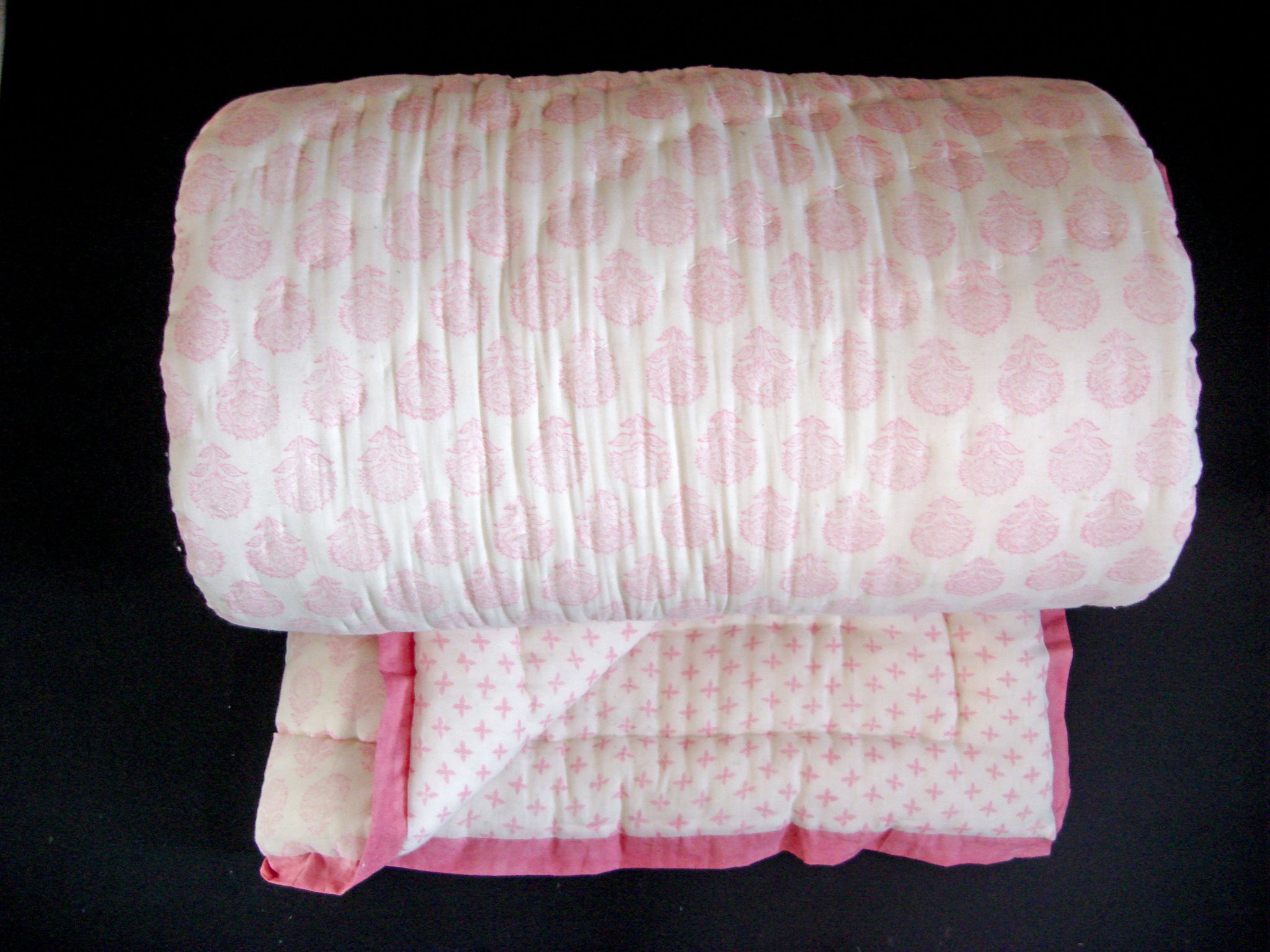 All New Roysha Handmade Cotton Queen Quilt in Pink Floral Pattern