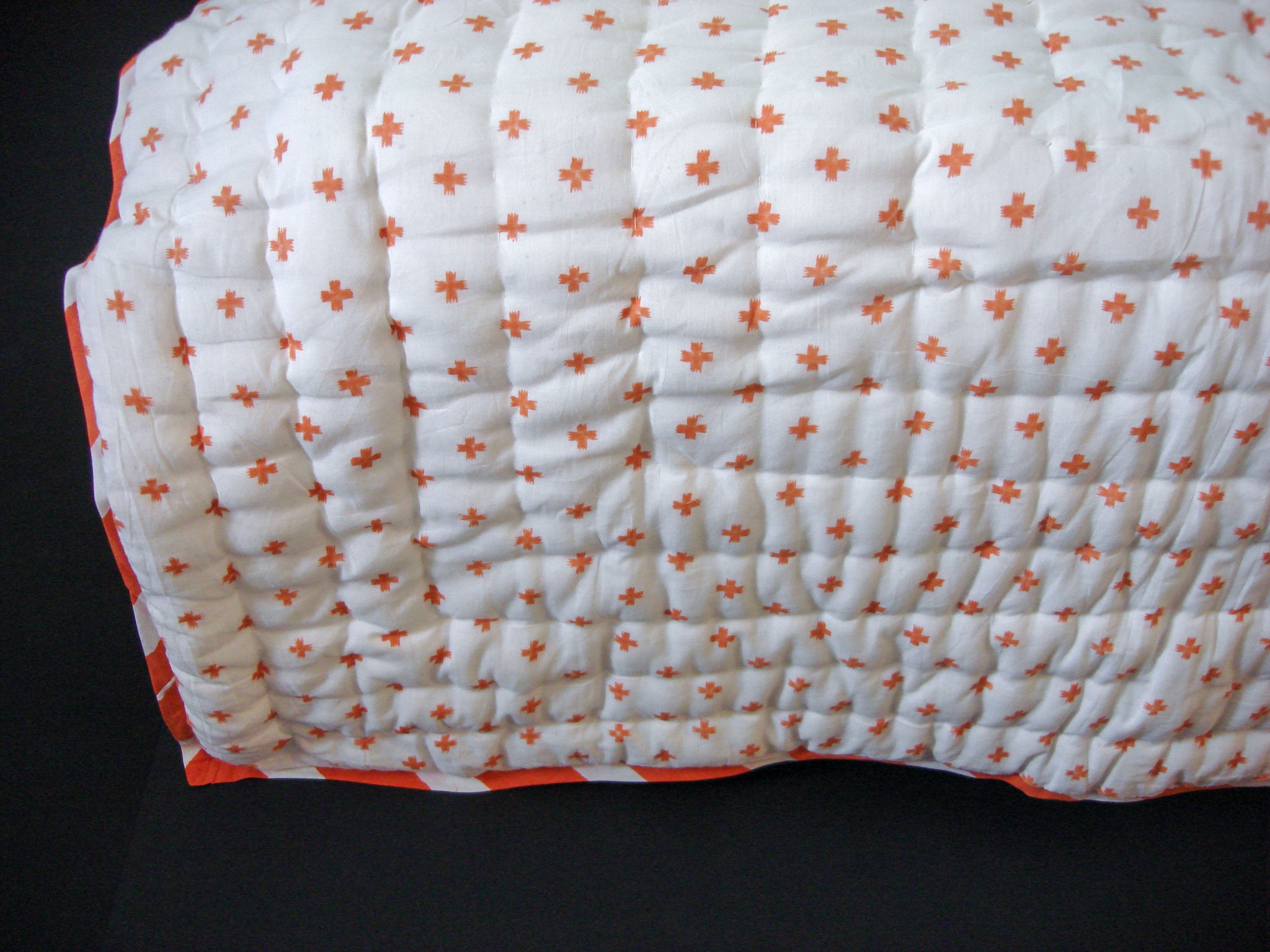 All New Roysha Handmade Cotton Queen Quilt in  Sunny Orange Geometric Pattern