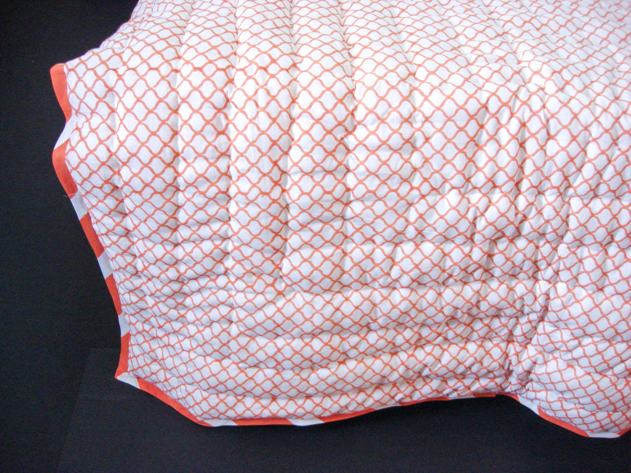 All New Roysha Handmade Cotton Queen Quilt in  Sunny Orange Geometric Pattern