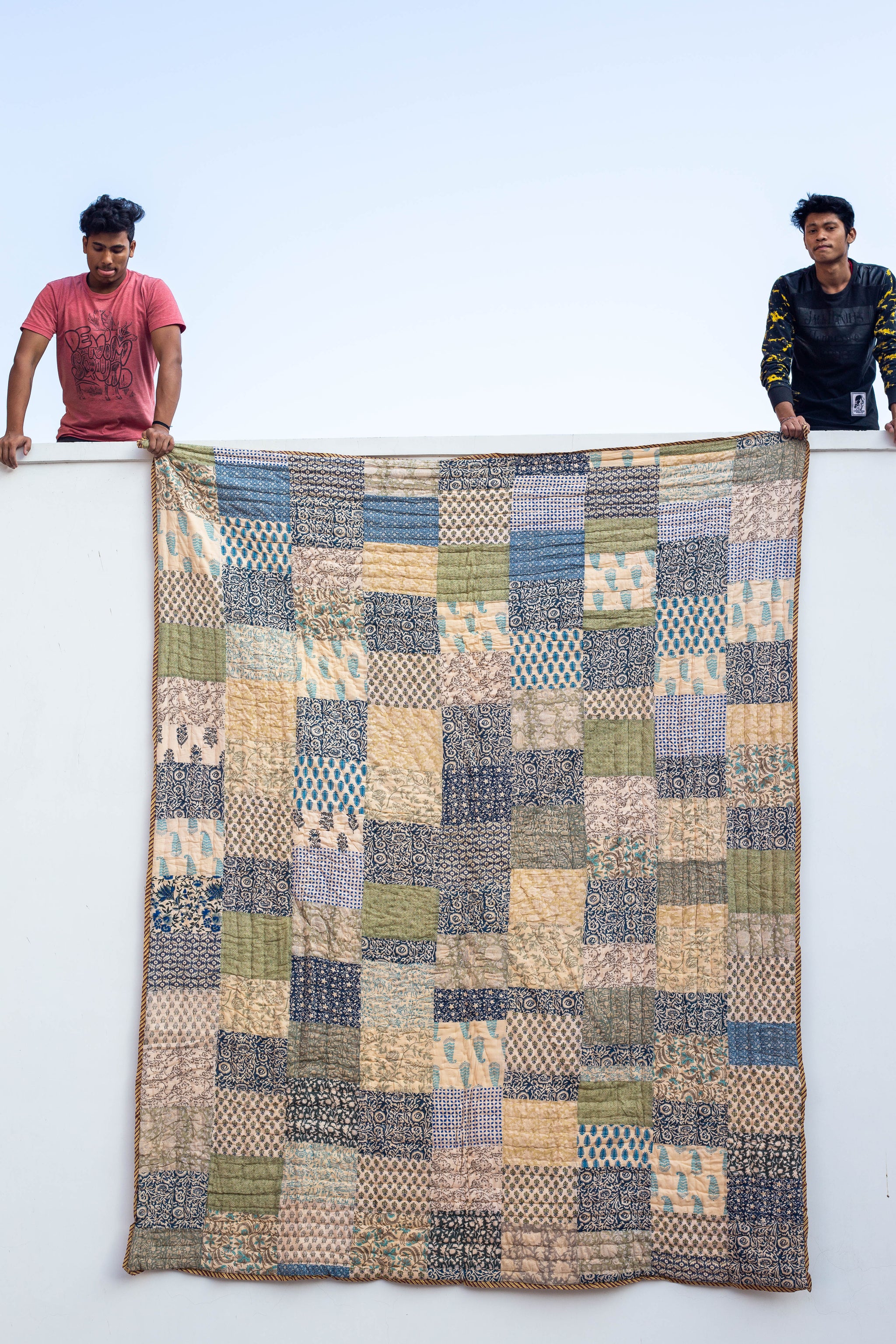 Roysha 2022 Patchwork Queen Quilt. Handmade, Hand Block Printed Jaipuri Quilt QPW-345