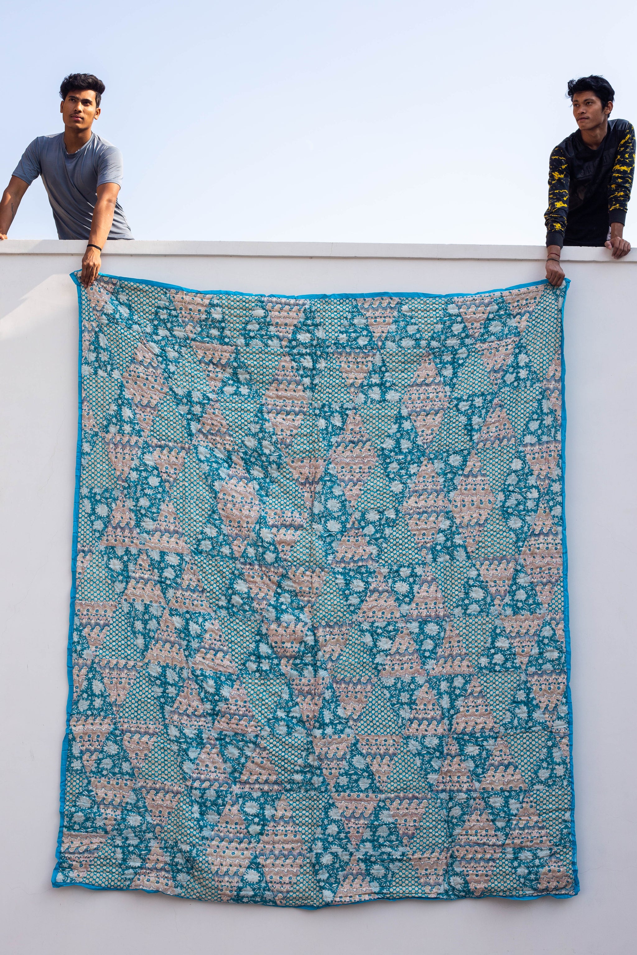 Roysha 2022 Patchwork Queen Quilt. Handmade, Hand Block Printed Jaipuri Quilt QPW-349